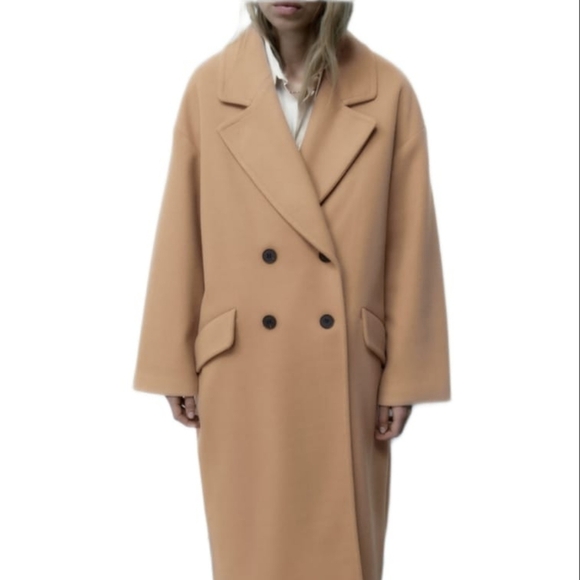 ZARA OVERSIZED COAT TAUPE BROWN3046/301 SIZE S